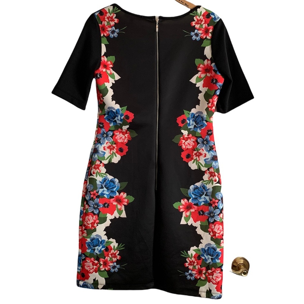 NY Collection Black Floral Women’s Dress Size Medium - Picture 3 of 17